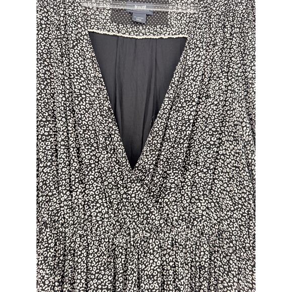 Maeve Anthropologie Black White Print Long Sleeve Boho Midi Dress XL lined - Picture 5 of 5